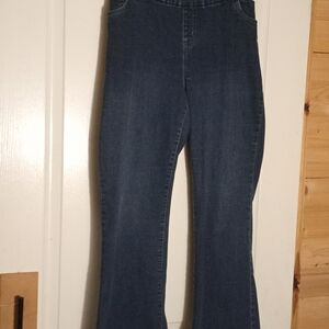 Woman Within Classic Blue Jeans With Wide Elastic Waist Inserts, Size 18W